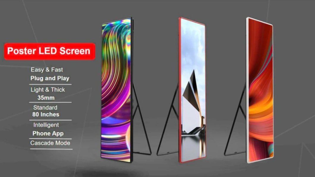 Indoor P2 LED Poster Display Digital Advertising LED Display Screen Portable LED Video Display Intelligent P2 LED Display