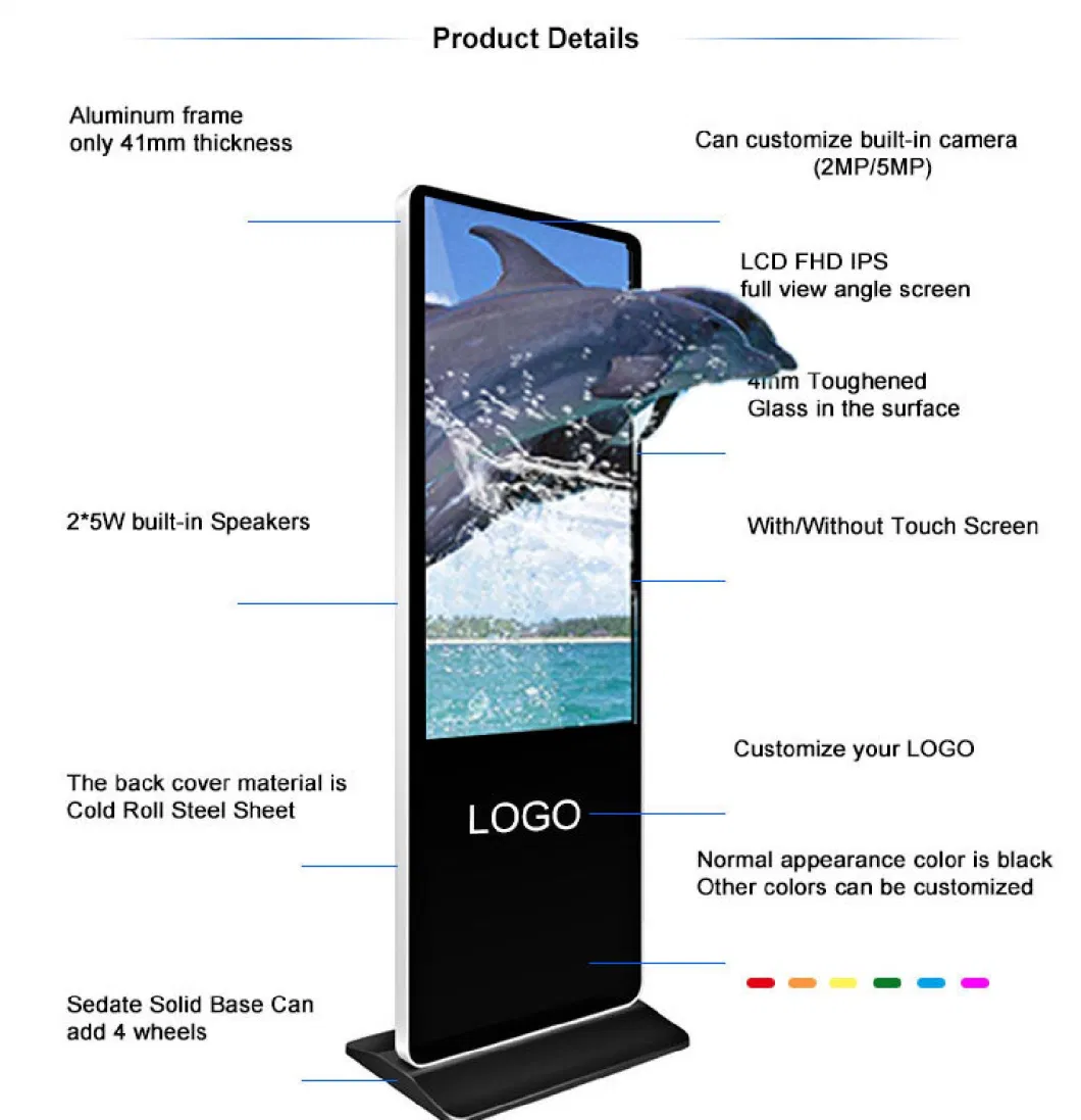 Indoor 4K Resolution 75-Inch Full Screen LED Advertising Poster Screen